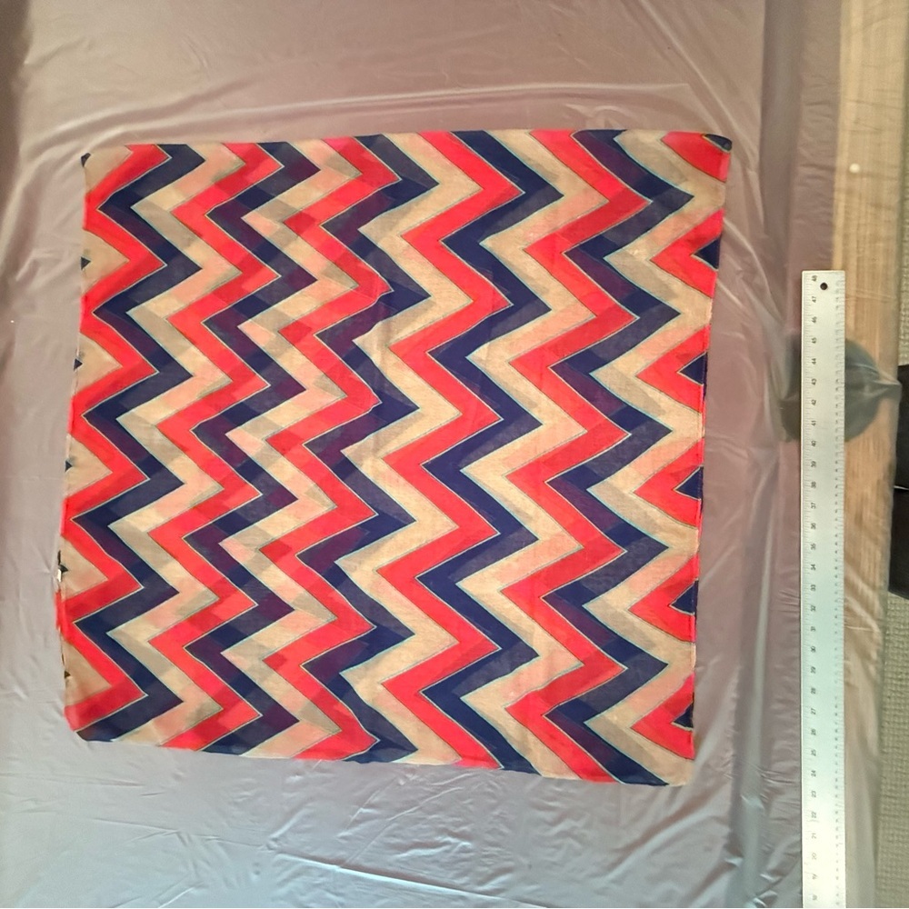 Etcetera by Carlisle Red/Tan/Navy/Teal Infinity Chevron Scarf Wrap - Picture 5 of 6